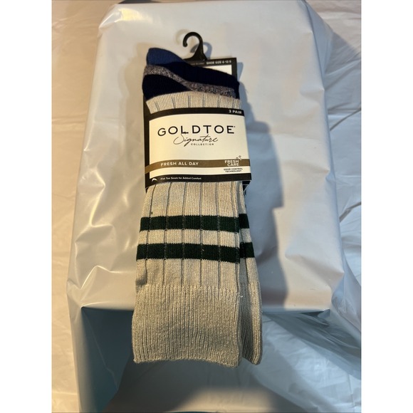Signature Gold by GOLDTOE Other - Signature Gold By Goldtoe Men's Fresh All Day Multicolor Crew Socks 3pk 6-12